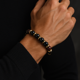 Men's Vitality and Balance Bracelet: Almandine Garnet, Eye Agate, Red Tiger Eye and Gold
